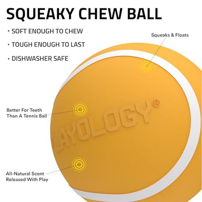 Playology Dog Toys | Squeaky Chew Ball - Bouncy Durable Floating Fetch Ball for Dogs | Jumbo Cheddar Cheese Scented Toy - Easy to Clean and Made from Non Toxic Materials - size: Jumbo, style: Cheddar Cheese