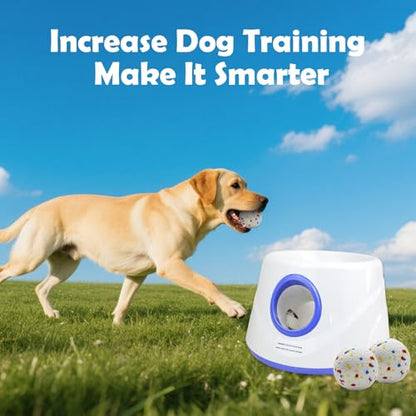 MEKAPLE Automatic Dog Ball Launcher, Upgraded Interactive Dogs Balls Thrower for Small Dogs, Distance Adjustable Mental Stimulating Dog Toys with 4 Durable Etpu Balls 2.2 Inch (Blue) - color: Blue