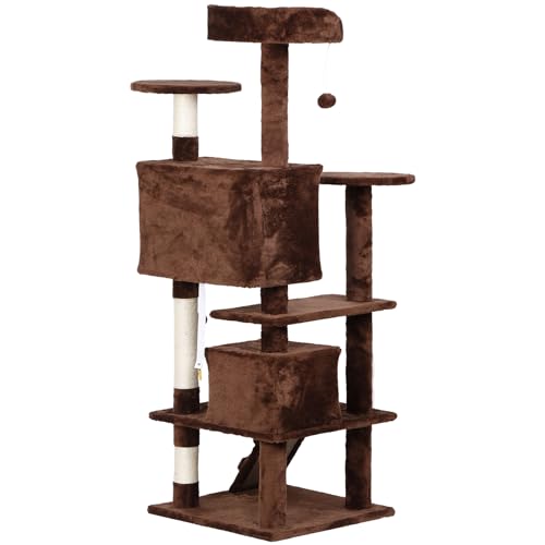 Nova Microdermabrasion 54 in Cat Tree Tower for Indoor Cats Multi-Level Cat Condo Cat Bed Furniture with Scratching Post Kittens Activity Center - color: Brown