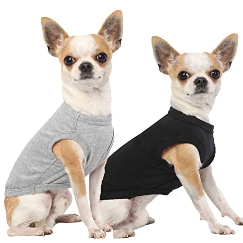 Dog Lightweight Shirts,Blank Cool Summer Cotton Cool Clothes for Small Puppy Chihuahua Teacup Yorkie,Dogs Soft Breathable Male Female Vests,Black Grey XS - color: Blank Black Grey, size: X-Small