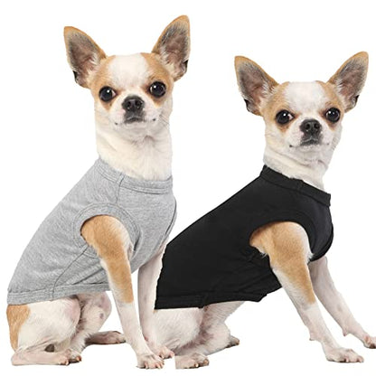 Dog Small Shirts,Lightweight Cat Blank Cool Clothes for Chihuahua Puppy Teacup,Dogs Boy Boy Girl Summer Lightweight T-Shirt,Black Grey S - color: Blank Black Grey, size: Small