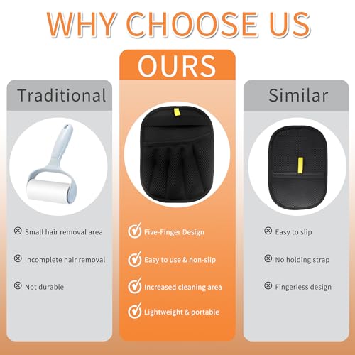 2-Pack Reusable Pet Hair Remover Gloves for Dogs & Cats – Electrostatic Dehairing Glove for Sofas, Furniture, Carpets, Car Seats & Pet Grooming – Eco-Friendly, Washable, Multi-Surface Tool