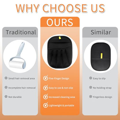 2-Pack Reusable Pet Hair Remover Gloves for Dogs & Cats – Electrostatic Dehairing Glove for Sofas, Furniture, Carpets, Car Seats & Pet Grooming – Eco-Friendly, Washable, Multi-Surface Tool
