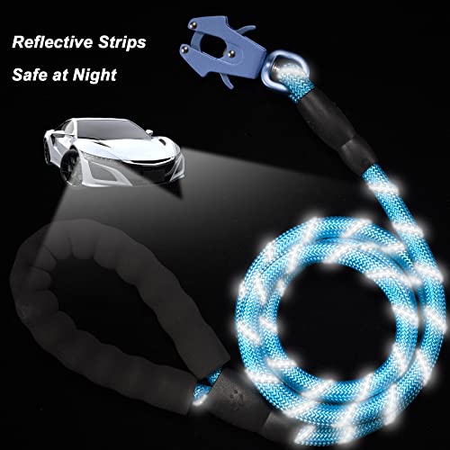 GEIT 2/4/5/6FT Dog Leash, Heavy Duty Rope Leashes, Reflective Nylon Pet Lead with Aluminum Quick Release/Locking Tactical Frog Clip for Small Medium and Large Dogs, Blue, 1/2 inch - color: Blue, size: 1/2'' x 2 FT (18~120 lbs.)