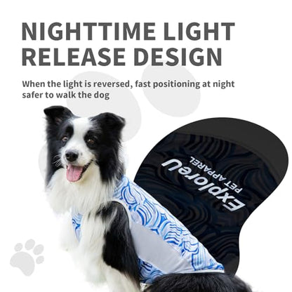 Dog Shirt, Cooling Vest Lightweight Breathable, Dog T-Shirts All-Season Sun Protection Quick Dry Soft Stretchy Reflective Tank Top - Small Medium Large Dogs (Blue Wave, Large) - color: Blue Wave, size: Large (44-55lbs)