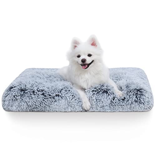 Vonabem Small Dog Bed Crate Pad 24 inch, Washable Puppy Bed, Soft Plush Pet Crate Beds, Anti-Slip Cat Bed, Dog Mats for Sleeping, Kennel Pad Grey - color: Grey, size: 24.0"L x 18.0"W x 2.0"Th