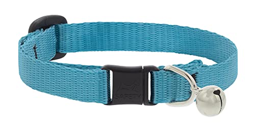Lupine Breakaway Cat Collar with Bell 1/2" Wide Aqua adjusts 8-12" - size: 1/2" wide with bell; adjusts 8"-12"