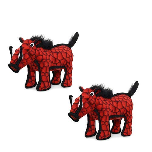 TUFFY - World's Tuffest Soft Dog Toy - Desert - Multiple Layers. Made Durable, Strong & Tough. Interactive Play (Tug, Toss & Fetch). Machine Washable & Floats (Red Warthog, Large 2 Pack) - color: Red Warthog, size: Large 2 Pack