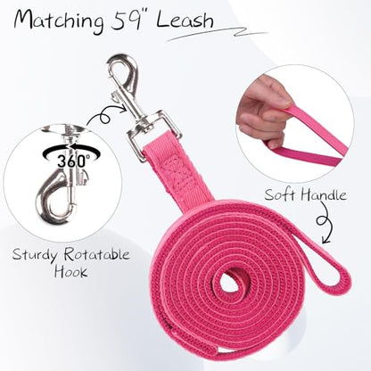 BINGPET Dog Harness Leash Set,Adjustable No Pull Step in Dog Harness,Stylish Denim Puppy Harness for Small and Medium Dogs Easy Walk Training Running(Pink,S) - color: Pink, size: S(Chest Girth:14.9''-20.9'')