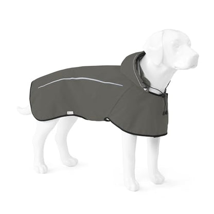 Mile High Life Dog Raincoat, Adjustable Waterproof Pet Rain Jacket, Reflective Hooded Poncho for Small Medium Large Dogs, Lightweight Breathable Pet Rain Coat (Dark Gray,XS Chest 15"-18") - color: Gray, size: X-Small