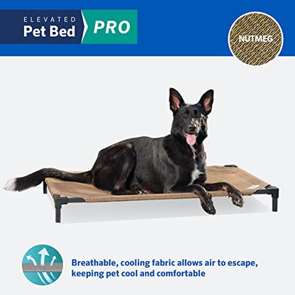 Coolaroo Pro Elevated Dog Bed - Low-Profile Access, Moisture-Resistant Cover, Breathable Fabric & Tool-Free Setup, Nutmeg, Standard - color: Nutmeg, size: Standard