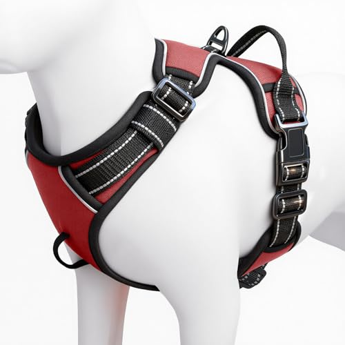 No Pull Dog Harness, No Chock Reflective Adjustable Soft Padded Pet Vest with Easy Control Handle, Easy Wearing with Stylish, Reinforced Knot, 2 Buckles - color: Antique Rose, size: X-Small