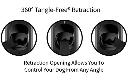 TUG Oval 360° Tangle-Free Retractable Dog Leash with Integrated Waste Bag Dispenser (Large, Grey) - color: Grey, size: Large