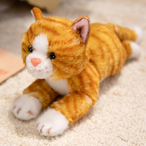 PEACH CAT Striped Cat Stuffed Animal 9.8" Realistic Kitten Plushies Soft Plush Toys Gifts for Kids Orange - style: 9.8“ Orange Cat