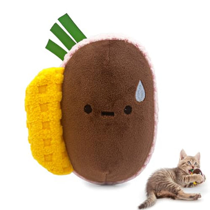 Cat Toys - Hot Dog, Fun Kick and Toss Catnip Toy with Crinkle Sound, Includes Catnip & Silvervine Powder (5g+5g) + 5 Reusable Pouches, Gift for Indoor Cats - size: Long