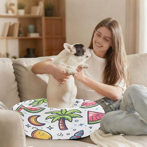 Summer Elements Dog & Cat Bed with Non-Slip Bottom - Washable Round Fluffy Calming Pet Bed, Anti-Anxiety Cozy Bed for Small Medium Indoor Puppy Kitten Pets(15 Inch) | Easy to Clean - size: XS (15”)