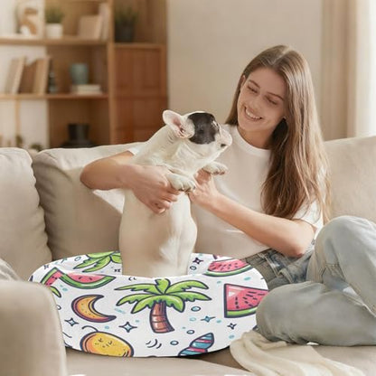 Summer Elements Dog & Cat Bed with Non-Slip Bottom - Washable Round Fluffy Calming Pet Bed, Anti-Anxiety Cozy Bed for Small Medium Indoor Puppy Kitten Pets(15 Inch) | Easy to Clean - size: XS (15”)