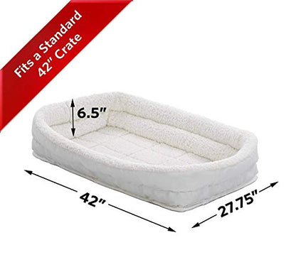 MidWest Homes for Pets Large QuietTime Double Bolster Pet Bed, White Plush 42-Inch Crate Mat with Stacked Bolsters, Machine Washable, Secure Fit with Elastic Straps - color: White Plush, size: 42-Inch
