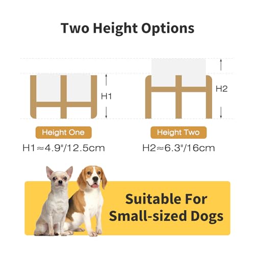 Elevated Ceramic Dog Bowl Set, 6" Dog Bowls with Dual Fixed Heights Stand, 3.5 Cup Food and Water Bowls for Small Breed Dogs, Microwave Safe (Double Bowls + Stand - White, 6 inch) - color: Double Bowls + Stand - White, size: S - 6 Inch