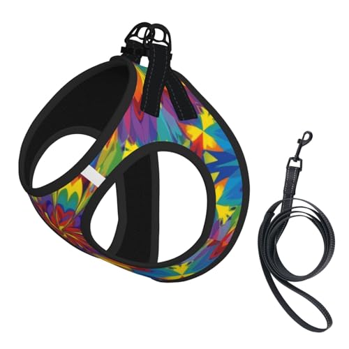Training Dog Harness with Front Clip Control, Spiral Tie Dye Abstract Rainbow Swirl Art, No Choke Adjustable Reflective Vest for Puppies, Outdoor Running Companion - color: Style (522), size: Small