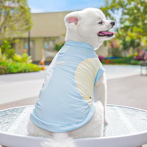 Sun Protection Dog Shirt Breathable Quick-Drying Ice Silk Dog Cooling T-Shirts Summer Pet Sleeveless Clothes for Small Medium Dogs Cats Blue 6XL - color: Blue, size: 6XL