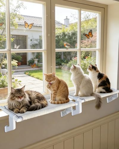 Heavy-Duty Cat Window Perch 2-Pack – All-Metal Frame Supports up to 120 lbs Each – Durable, Easy-to-Assemble Cat Hammocks for Large & Multiple Cats (XL 2PC) - size: XL (26" x 13" x 7" )