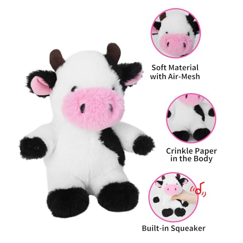Blnboimrun Dog Toys Puppy Toys Interactive Dog Toys for Small Medium Large Dogs, Squeaky Dog Chew Toys to Keep Them Busy, Plush Dog Toy with Crinkle Paper Stuffed (Cow) - color: White Cow