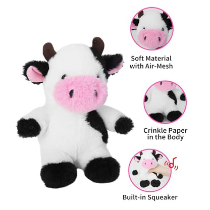 Blnboimrun Dog Toys Puppy Toys Interactive Dog Toys for Small Medium Large Dogs, Squeaky Dog Chew Toys to Keep Them Busy, Plush Dog Toy with Crinkle Paper Stuffed (Cow) - color: White Cow