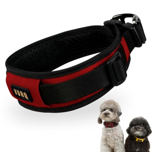Padded Dog Collar for Large Medium Small Dogs, Wide Soft Lightweight Comfortable Fit, Adjustable Durable Dog Collar for Everyday Use – VURQ Comfort Collar (Red, Extra Small) - color: Red, size: Extra Small