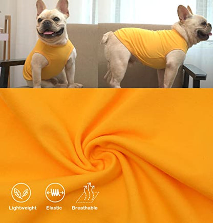 Dog Plain Shirts,Solid Dogs Clothes,Lightweight Stretchy Tee Shirt,Sleeveless Blank Puppy Chihuahua Cats Samll Costumes,Yellow & Purple XS - color: Yellow & Purply, size: X-Small