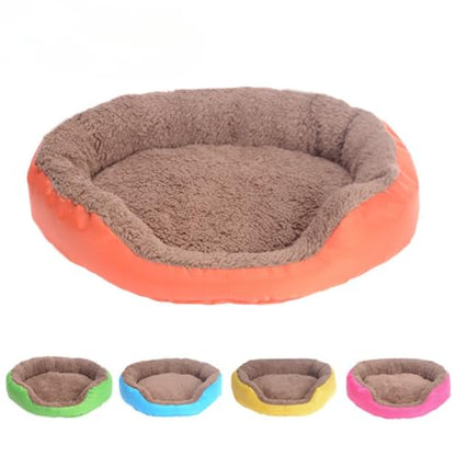 Round Cat Bed - Soft Plush Faux Fur Pet Mat, Washable & Durable, Anti-Slip Waterproof Bottom, Perfect for Small Dogs, Cats, Kittens & Puppies - color: Coffee
