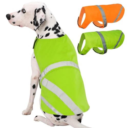 Kuoser Reflective Dog Vest, High Visibility Safety Vest for Medium to Large Dogs, Lightweight Pet Reflective Vests for Hunting Outdoor Activities Walking at Night, Fluorescent Green XL - color: Green, size: X-Large (Chest: 62 - 75cm / 24.4" - 29.52")