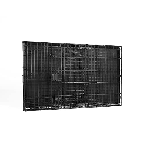 Amazon Basics Portable Metal Wire Dog Crate for Large Dogs, Double Door with Removable Tray, Divider Panel, Easy to Assemble, 48" x 30" x 32.5", Black - size: 48.0"L x 30.0"W x 32.5"H, style: Double Door w/ Divider