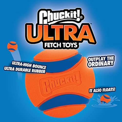 Chuckit! Ultra Ball Dog Toy with Chuckit! Cleaning Bucket, Bouncy Fetch Pet Toys For Dogs 20-60 lbs, Interactive Dog Toys, Durable Rubber, Size Medium, 2.5-inch Diameter, 8-Pack of Balls - size: Medium, style: Medium (8 Pack Bucket)