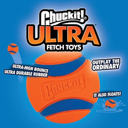 Chuckit! Ultra Ball Dog Toy with Chuckit! Cleaning Bucket, Bouncy Fetch Pet Toys For Dogs 20-60 lbs, Interactive Dog Toys, Durable Rubber, Size Medium, 2.5-inch Diameter, 8-Pack of Balls - size: Medium, style: Medium (8 Pack Bucket)