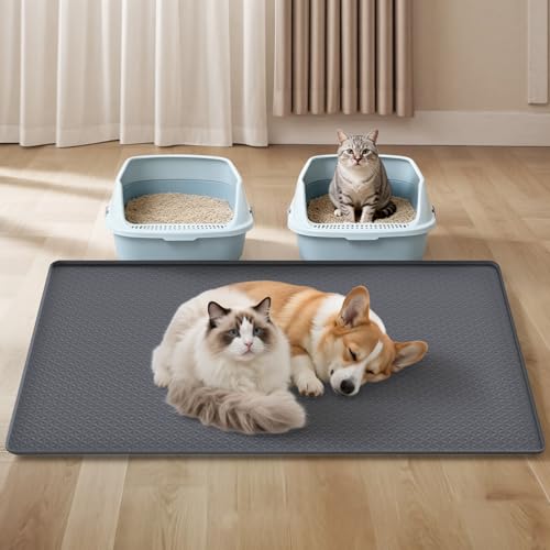 Extra Large Cat Litter Mat 54" x 27.5" Silicone Waterproof Dog Pee Pads Non-Slip Soft on Pet Paws Easy to Clean
