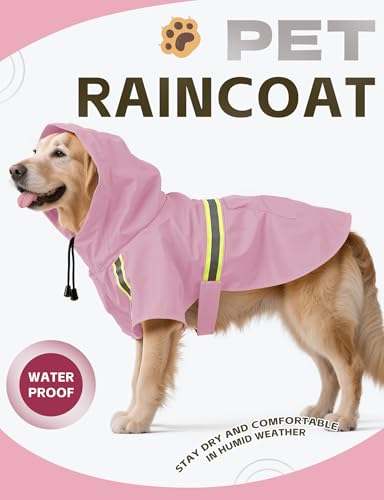 Dog Rain Coat, Waterproof Adjustable Dog Rain Jackets, Reflective Strap Pet Rain Coat with Leash Hole, Hooded Snowproof Windproof Clothes for Small Medium Dog Small - size: Small