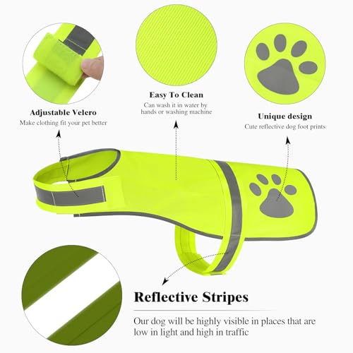 Candofly Reflective Dog Vest High Visibility Dog Hunting Vest Lightweight Safety Pet Jacket for Night Walking Camping (Neon Green, Medium) - color: Neon Green, size: Medium