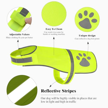 Candofly Reflective Dog Vest High Visibility Dog Hunting Vest Lightweight Safety Pet Jacket for Night Walking Camping (Neon Green, Medium) - color: Neon Green, size: Medium