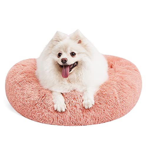 MIXJOY Orthopedic Dog Bed Comfortable Donut Cuddler Round Pet Beds Ultra Soft Washable Dog and Cat Cushion (20''/23''/30'') (23'', Pink) - color: Pink, size: S(23’’x 23’’)