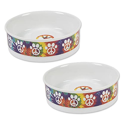 Bone Dry Ceramic Food Bowls, Non-Slip & Dishwasher Safe, Large Set, 7.5x2.4, Peace Paw, 2 Count - color: Peace Paw, size: Large Set, 7.5x2.4"