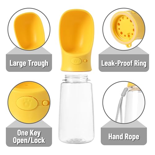 Mr. Pen- Portable Dog Water Bottle, 19 oz, Large, Leak Proof Puppy Water Dispenser with Drinking Feeder for Pets, Outdoor Walking, Hiking, Travel, Not Dishwasher Safe - color: Yellow