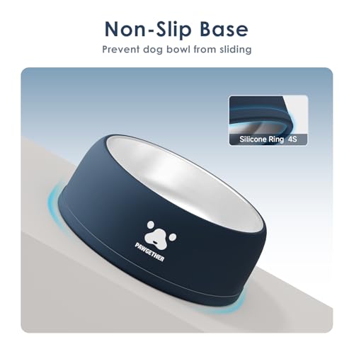 PAWGETHER® Stainless Steel Dog Bowls, Dog Food and Water Bowl Non-Slip Easy to Clean Dishwasher Safe for Puppy Small Medium Dogs Cats Navy Blue 34oz - color: Navy (34oz)