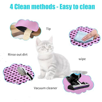 Cat Litter Mat, Kitty Litter Collector, Double Layered Honeycomb Design Waterproof, Anti Urine, Anti Slip, Easy to Clean, Limit Garbage (35"x24", Pink) - color: Pink, size: 24" x 35"