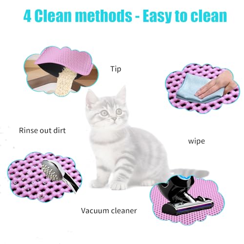 Cat Litter Mat, Kitty Litter Collector, Double Layered Honeycomb Design Waterproof, Anti Urine, Anti Slip, Easy to Clean, Limit Garbage (35"x24", Pink) - color: Pink, size: 24" x 35"