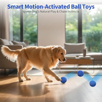 Dog Toys for Medium Large Dogs to Keep Them Busy, Smart Interactive Dog Balls with Automatic Moving Bouncing Vibrating for Enrichment, Mental Stimulation, Anti Boredom, Blue - color: Blue