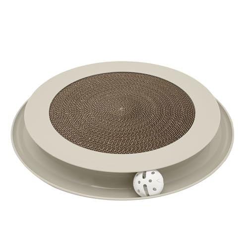 Kitty City Round Swat Ball Track Cat Toy with Scratcher, Interactive Toy for Cats and Kittens, Tan - color: C) Large Scratcher