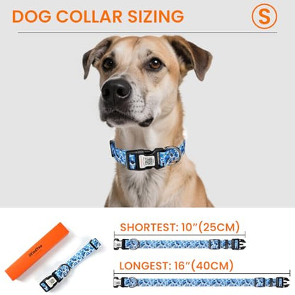 Reflective Dog Collar, Personalized Dog Collars with QR Code Buckle, Soft Nylon Pet Collar Adjustable for Small Dogs, Camo Blue S - color: Camo Blue, size: Small