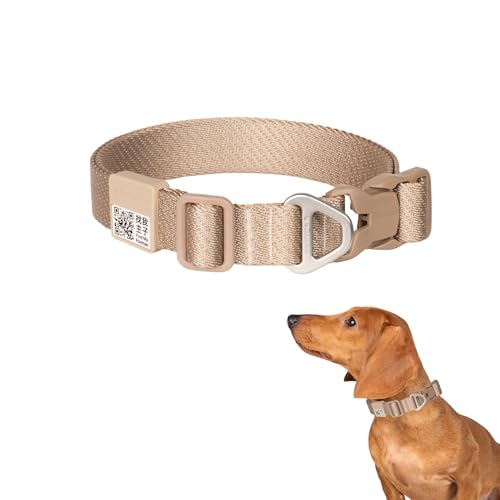 All-Weather Dog Collar Reflective Adjustable Soft Nylon QR Code Anti-Lost Collar Breathable with Quick-Release Buckle Patent Alloy Ring for Small Medium Large Dog (Super Reflect-Earth, S) - color: Super Reflect-Earth, size: S
