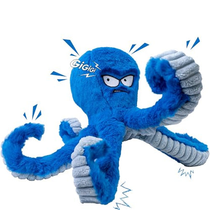 LEGEND SANDY Tough Dog Toys, Stuffed Chew Large Dog Toys to Keep Them Busy, Interactive Squeaky Tug of War Doggie Toy, Crinkle Blue Octopus - color: Blue Octopus